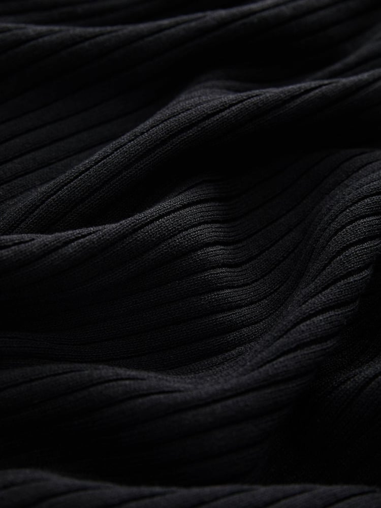 Black Ribbed Off The Shoulder Mini Jumper Dress - Image 6 of 6
