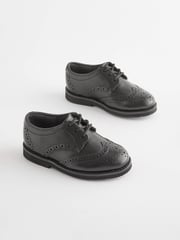 Black Wide Fit (G) Smart Leather Brogues Shoes - Image 1 of 5