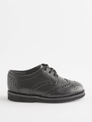 Black Wide Fit (G) Smart Leather Brogues Shoes - Image 2 of 5