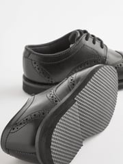 Black Wide Fit (G) Smart Leather Brogues Shoes - Image 3 of 5