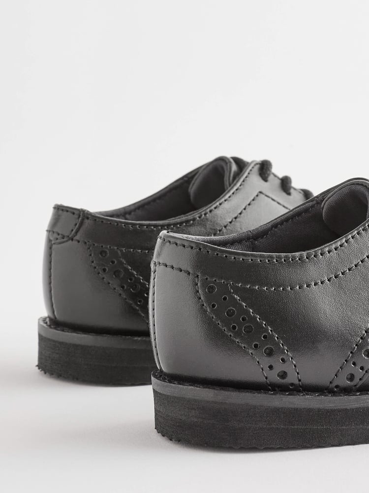 Black Wide Fit (G) Smart Leather Brogues Shoes - Image 5 of 5
