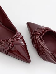 Berry Red Forever Comfort® Asymmetric Bow Kitten Heels - Image 10 of 11