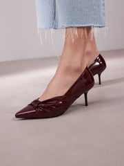 Berry Red Forever Comfort® Asymmetric Bow Kitten Heels - Image 4 of 11