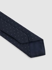 Reiss Navy Liam Polka Dot Silk Tie - Image 4 of 5