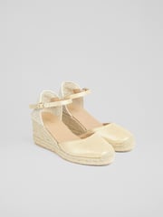 LK Bennett Gold Marissa Leather Ankle Strap Espadrilles - Image 2 of 4