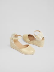 LK Bennett Gold Marissa Leather Ankle Strap Espadrilles - Image 3 of 4
