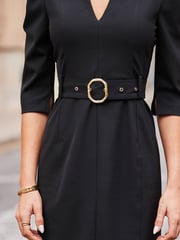 Sosandar Black Belted Formal Pencil Dress - Image 4 of 5