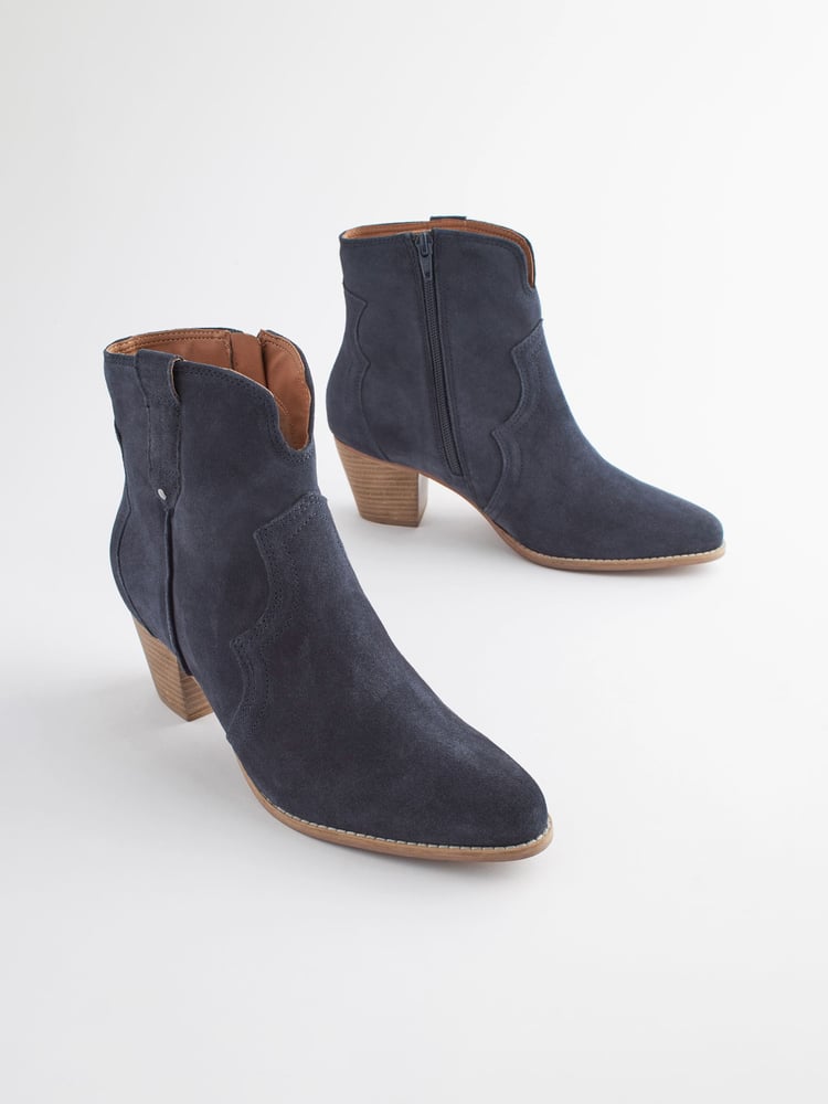Navy Blue Forever Comfort® Leather Cowboy/Western Boots - Image 1 of 8
