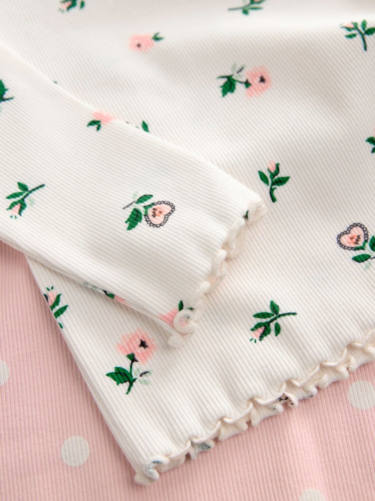Cath Kidston Pink Floral Long Sleeve Ribbed T-Shirts 3 Pack (3mths-7yrs) - Image 15 of 15