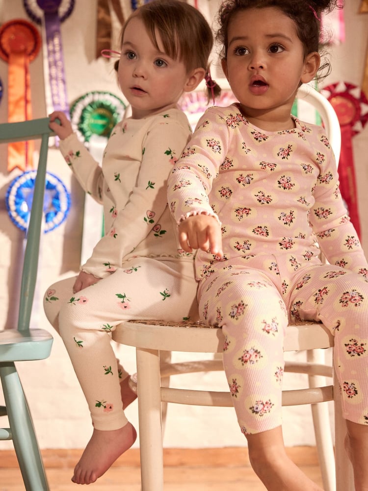 Cath Kidston Pink Floral Long Sleeve Ribbed T-Shirts 3 Pack (3mths-7yrs) - Image 2 of 15