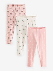 Cath Kidston Pink Floral Ribbed Leggings 3 Pack (3mths-7yrs) - Image 1 of 8