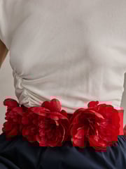 Red Corsage Flower Wide Belt - Image 3 of 6