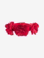 Red Corsage Flower Wide Belt - Image 5 of 6