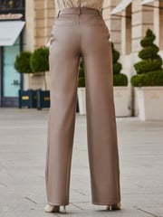 Sosandar Brown Faux Leather Wide Leg Trousers - Image 2 of 5