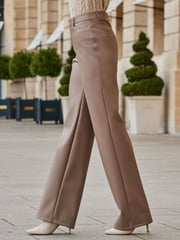 Sosandar Brown Faux Leather Wide Leg Trousers - Image 4 of 5