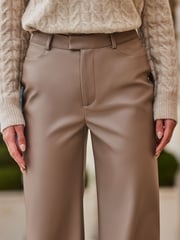 Sosandar Brown Faux Leather Wide Leg Trousers - Image 5 of 5