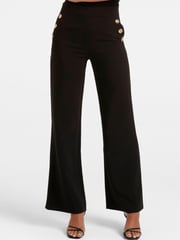 Forever New Black Megan Button Wide Leg Trousers - Image 1 of 5