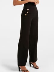 Forever New Black Megan Button Wide Leg Trousers - Image 3 of 5