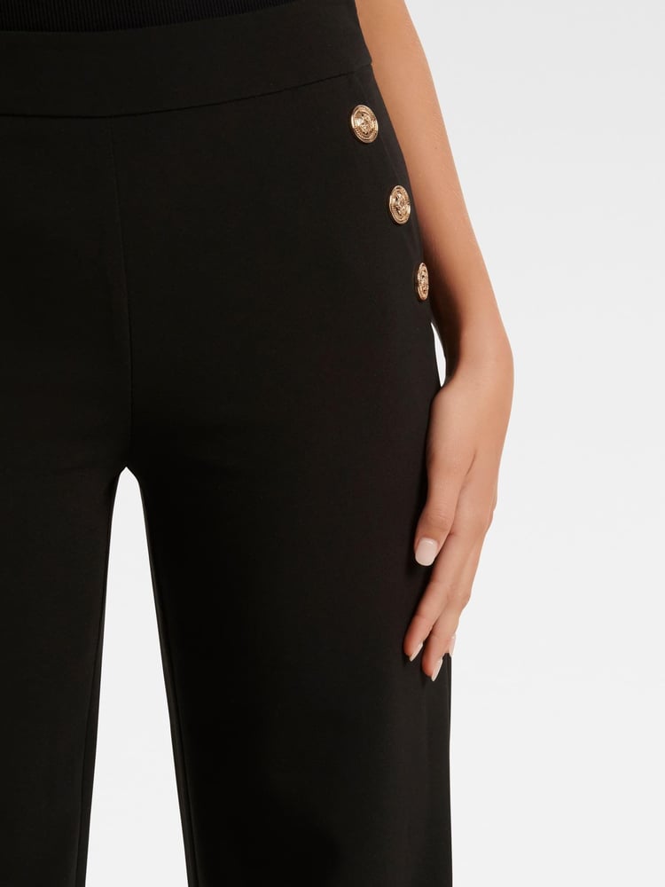 Forever New Black Megan Button Wide Leg Trousers - Image 5 of 5