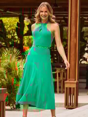 Sosandar Green Halter Neck Maxi Dress - Image 1 of 5