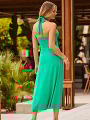 Sosandar Green Halter Neck Maxi Dress - Image 2 of 5