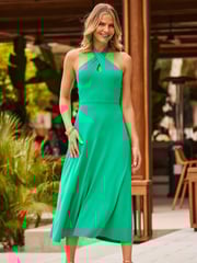 Sosandar Green Halter Neck Maxi Dress - Image 4 of 5