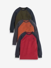 Multi Long Sleeve Raglan T-Shirts 3 Pack (3-16yrs) - Image 1 of 6