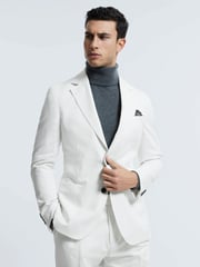 Reiss White Island Sea Island Cotton Slim Fit Single Breasted Blazer - Image 1 of 8