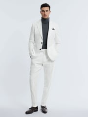 Reiss White Island Sea Island Cotton Slim Fit Single Breasted Blazer - Image 3 of 8