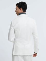 Reiss White Island Sea Island Cotton Slim Fit Single Breasted Blazer - Image 5 of 8