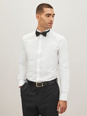 White 100% Cotton Single Cuff Dress Shirt - Image 1 of 6
