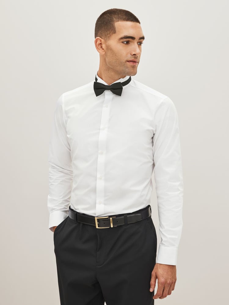White 100% Cotton Single Cuff Dress Shirt - Image 1 of 6