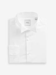 White 100% Cotton Single Cuff Dress Shirt - Image 5 of 6