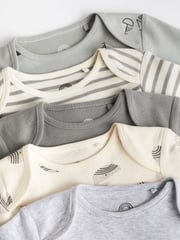 Grey Whale Baby Short Sleeve Cotton Bodysuits 5 Pack - Image 4 of 9