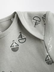 Grey Whale Baby Short Sleeve Cotton Bodysuits 5 Pack - Image 6 of 9