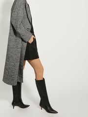 Dune London Black Standard Fit Smooth Kitten Heel Point Knee-High Boots - Image 3 of 5