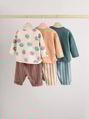 Teal Faces Baby Top and Leggings 100% Cotton Set 6 Pack - Image 2 of 16