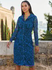 Sosandar Brown Chrome Fleck Print Mesh Shirt Jersey Dress - Image 4 of 4