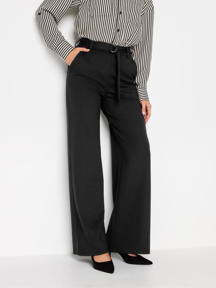 Long Tall Sally Black Ponte Trousers With Belt - Image 1 of 4