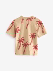 Khaki/Stone Palm Graphic Short Sleeve 100% Cotton T-Shirts 2 Pack (3-16yrs) - Image 2 of 3