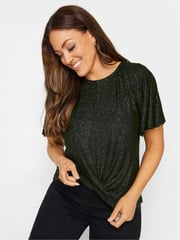 M&Co Black Grey M&Co Angel Sleeve Shimmer Wrap Blouse - Image 1 of 4