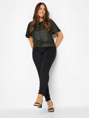 M&Co Black Grey M&Co Angel Sleeve Shimmer Wrap Blouse - Image 3 of 4
