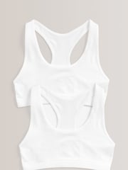 White 2 Pack Seamfree Racer Back Crop Top (7-16yrs) - Image 1 of 3