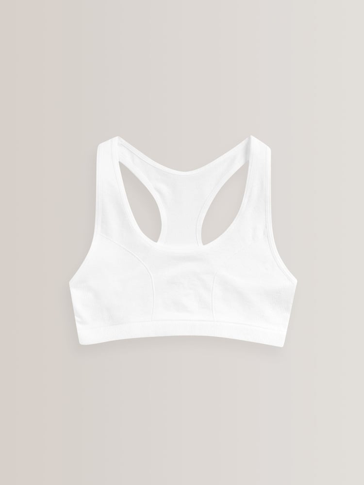 White 2 Pack Seamfree Racer Back Crop Top (7-16yrs) - Image 2 of 3