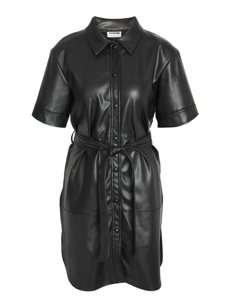 NOISY MAY Black Faux Leather Shirt Dress - Image 5 of 5 NOISY MAY Black Faux Leather Shirt Dress - Image 5 of 5