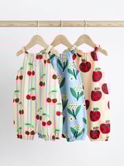 White/Blue/Red Baby Vest Rompers 3 Pack - Image 2 of 7