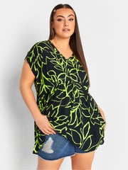 Yours Curve Black Ruched V-Neck Blouse - Image 1 of 4