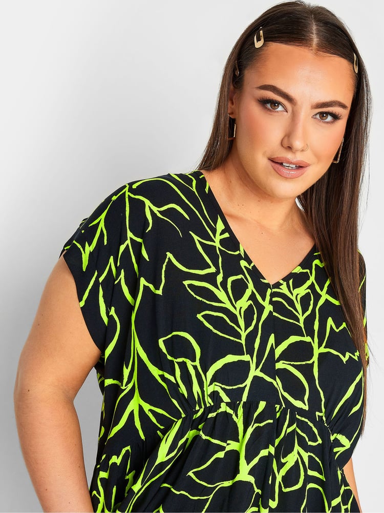 Yours Curve Black Ruched V-Neck Blouse - Image 4 of 4