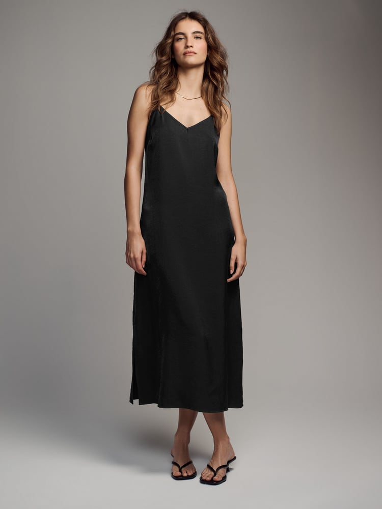 The Set Black/Khaki Green 2 Pack Midi Strappy Slip Dress - Image 1 of 18