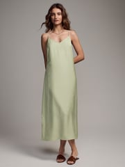 The Set Black/Khaki Green 2 Pack Midi Strappy Slip Dress - Image 11 of 18